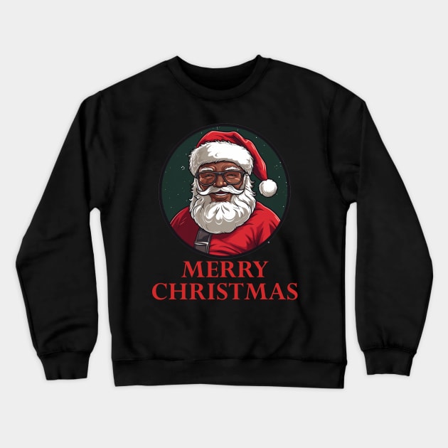 Black Santa Claus, Black Santa, Black Christmas Crewneck Sweatshirt by UrbanLifeApparel